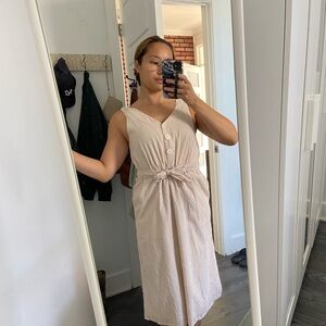 RW&CO. Cream Button-Front Midi Dress